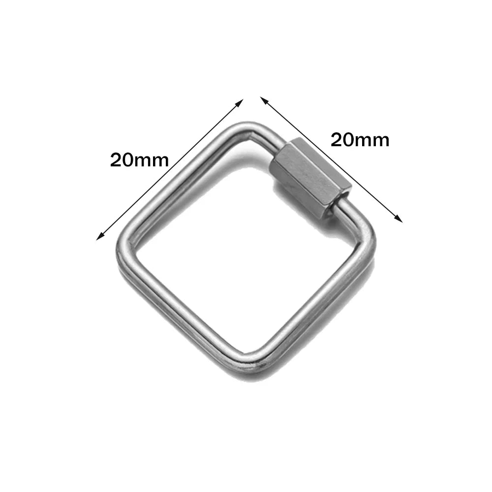 5pcs Stainless Steel Oval Star Buckle Carabiner Screw Lock Clasps For DIY Key ring