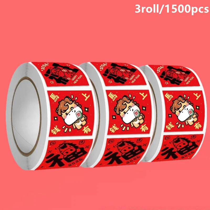 2026 Year of the Horse Seal Stickers - Envelope Seals ,Lucky Gift for Lunar New Year
