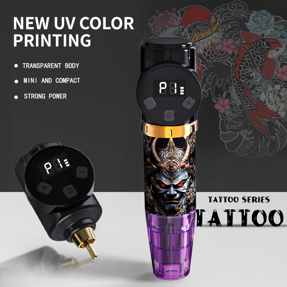 Tattoo Pen Set, 1500mAh Battery USB Charging, 20 Needles, 11-color 20 Tattoo Cups,