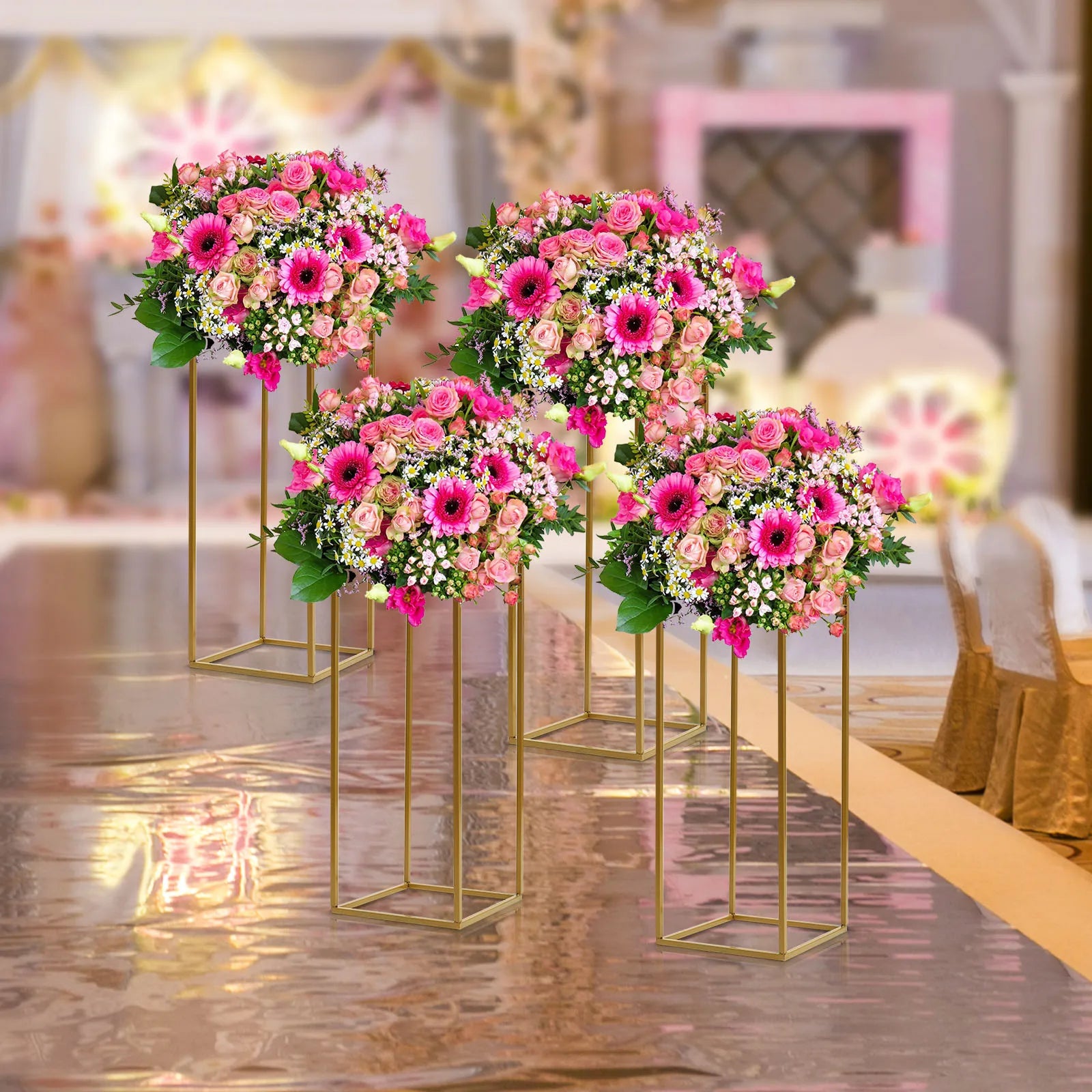 4 Piece Gold 
Flower Stand Set  Tall  DIY Decoration Holder