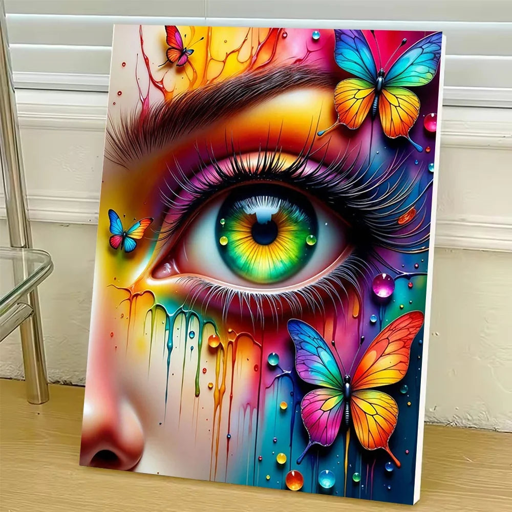 Eye Portrait Diy Art Paint By Numbers Butterfly