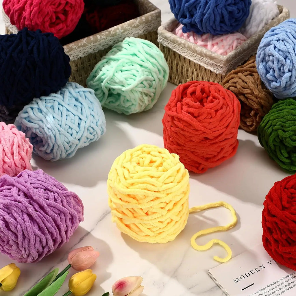 Multicolored Bulky Chenille Yarn for Crocheting