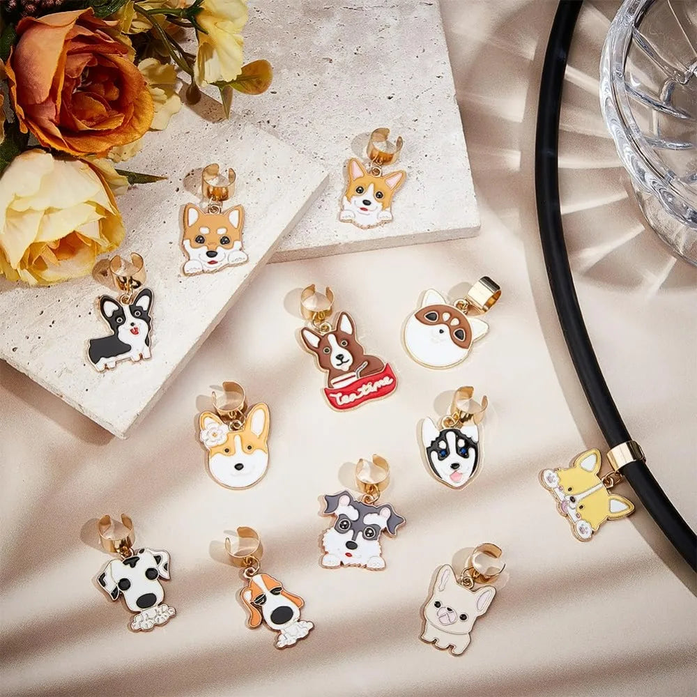 12Pcs Dog Stethoscope Charms 1-1.4 Inch Alloy en Retriever Stethoscopes Tag Pendant ID Name Tag Charm Shiba