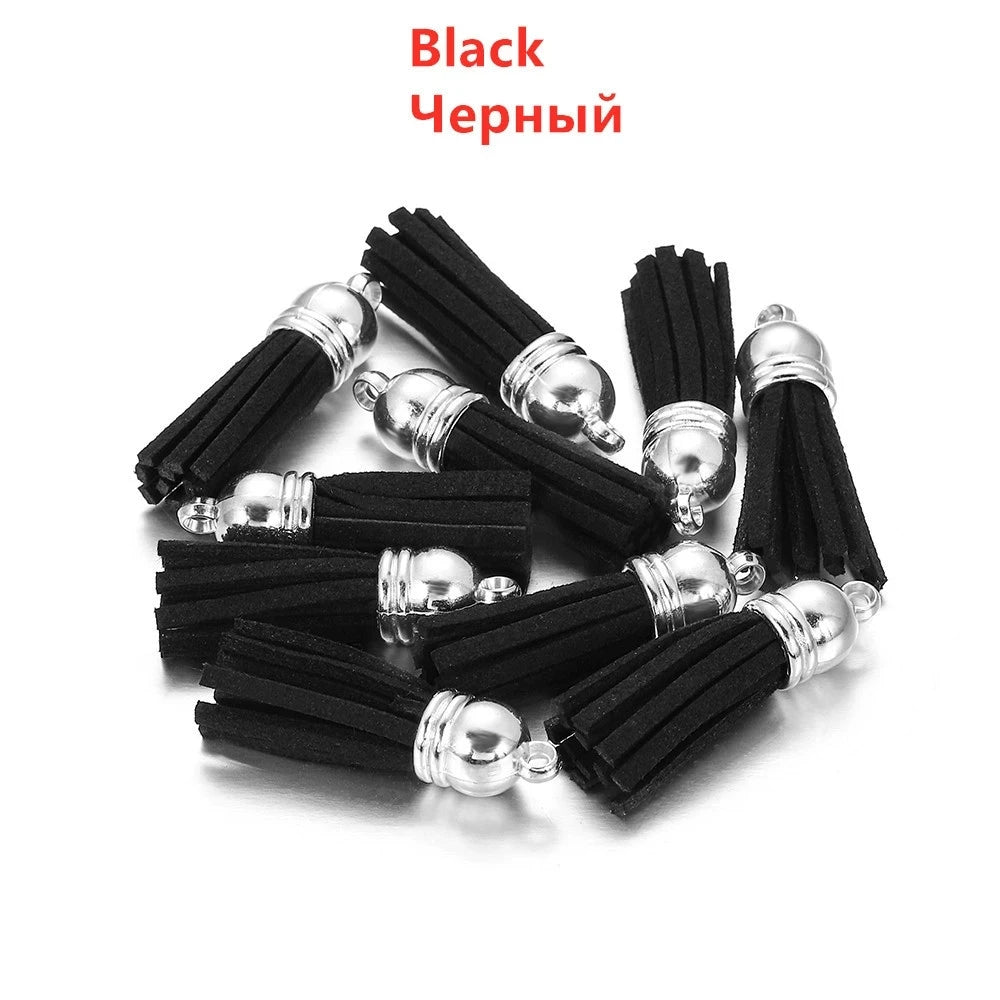 10pcs 36mm Leather Tassel Charms Straps, Suede Tassels DIY Jewelry Accessories