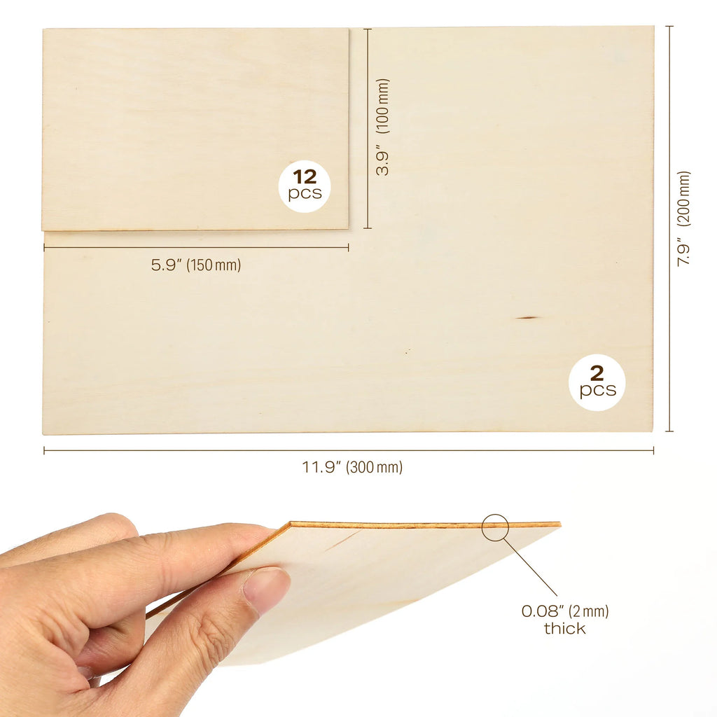 14pc Blank Plywood Unfinished Basswood Sheets .