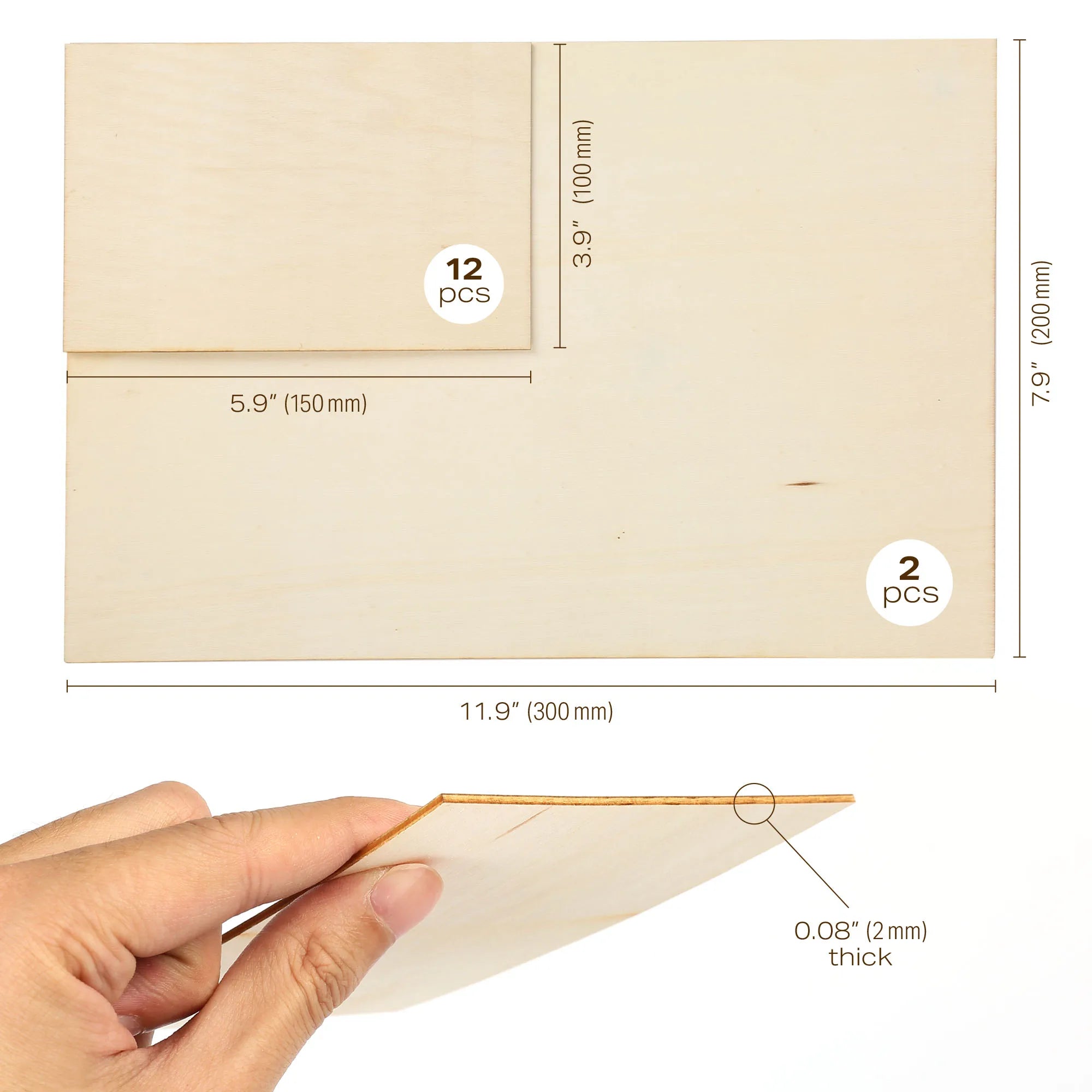 14pc Blank Plywood Unfinished Basswood Sheets .