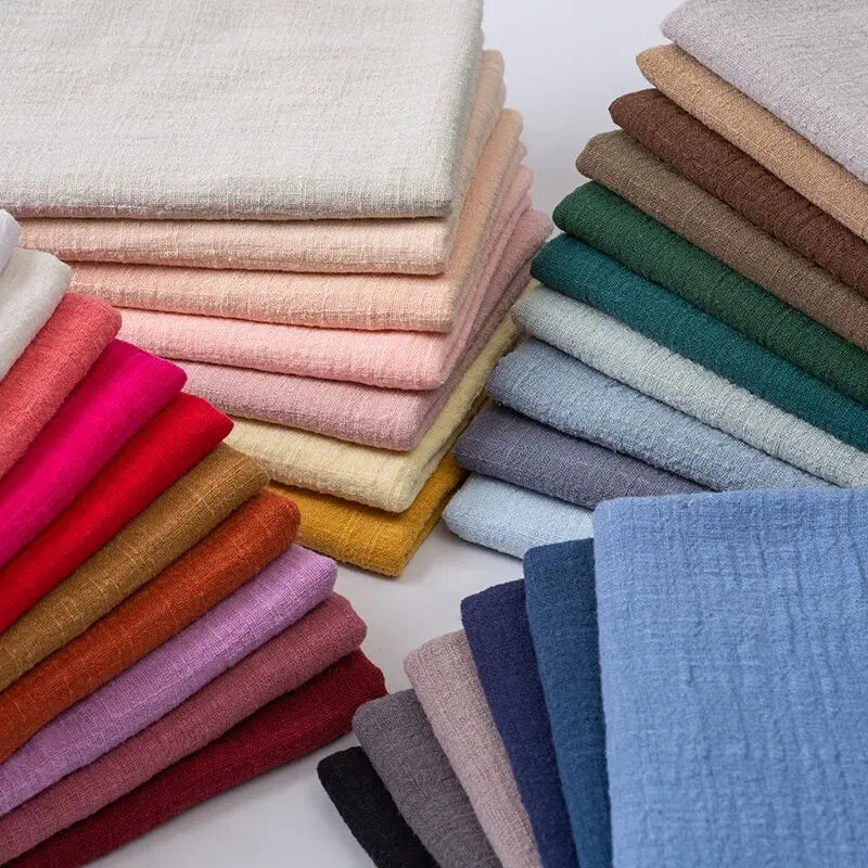 Soft Thin Linen Cotton Fabric Solid Color Organic Material Pure Natural Flax For Sewing