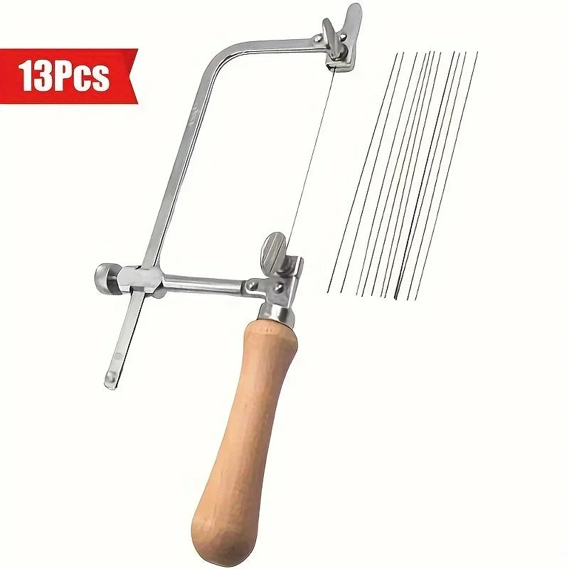 Professional jeweler saw set, adjustable U-shap bow with 12 blades