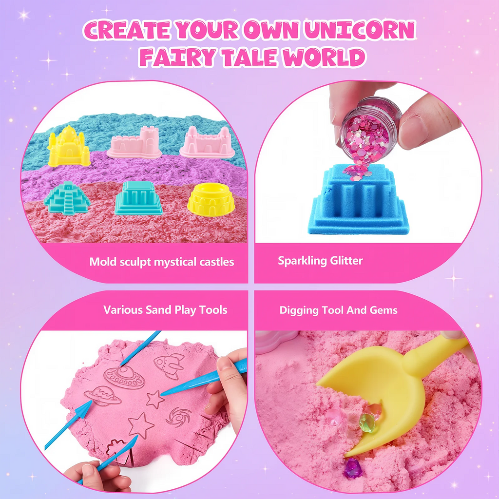Unicorn Sensory Bin for Girl, Magic Sand