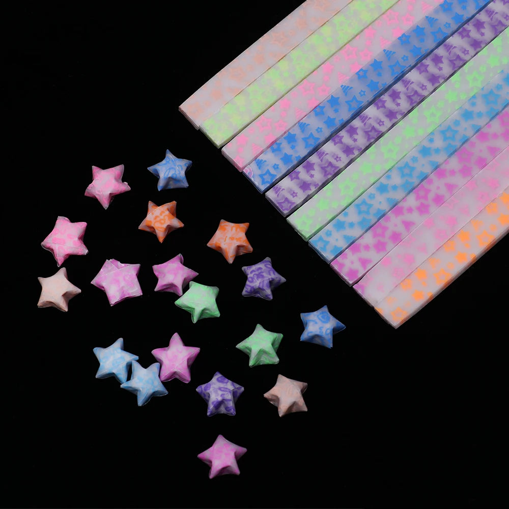 210pcs/lot Happy Glow in Dark Lucky Star Origami FluorescencePaper