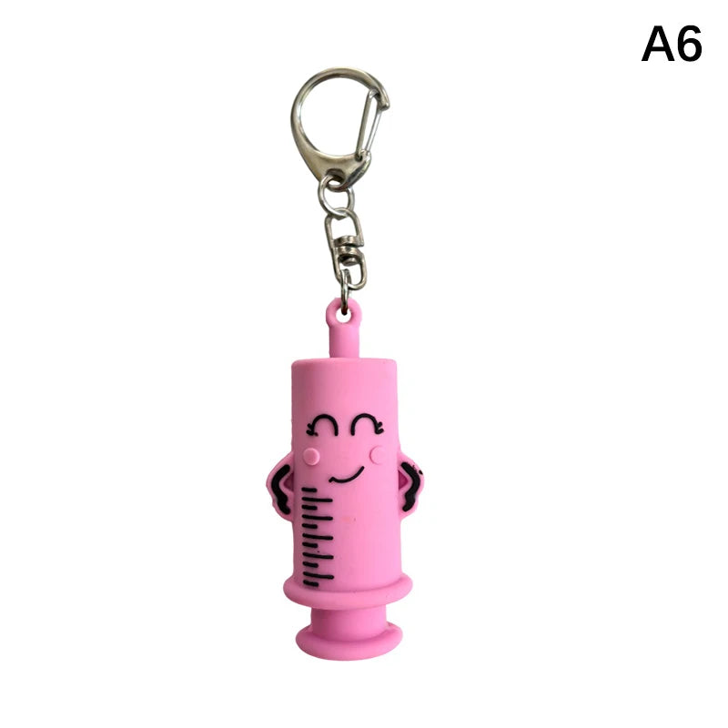 1PCS PVC Ampoule Bottle Opener Keychain Syringe-Shaped Cutter Nurse Doctor Aid Medication Vial Breaker Tool