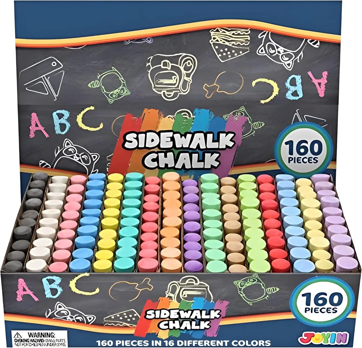 160 PCS Sidewalk Chalks Set Non-Toxic Washable Jumbo Chalk for Outdoor Art Play