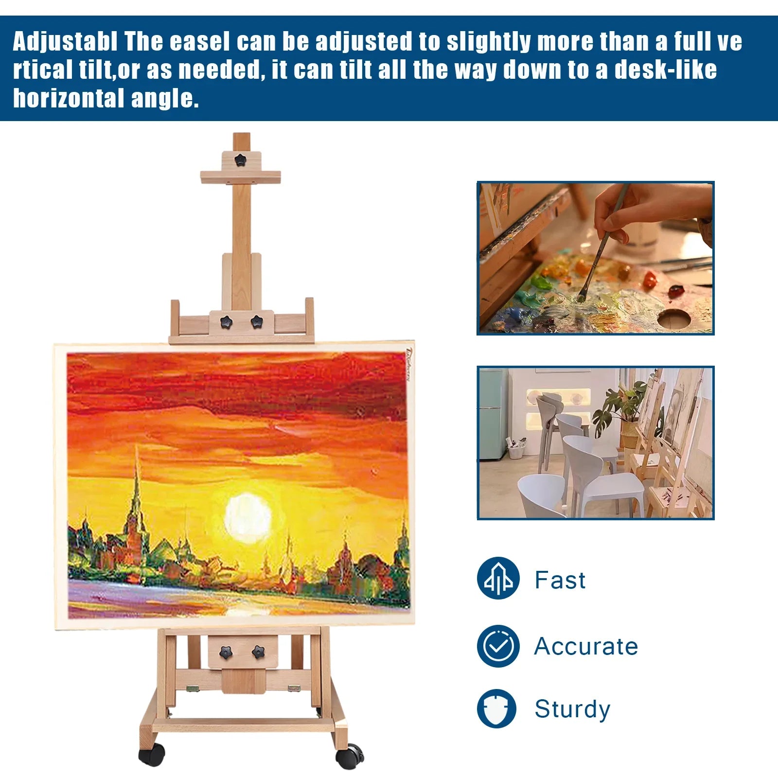 Floor Folding Sketch Easel Flat Standing Dual-Purpose