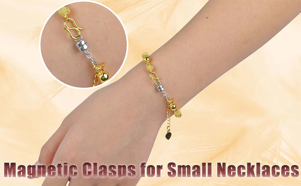 Magnetic Necklace Clasps and Closures 18K Gold- and Silver-Plated Bracelet Converter Clasp,