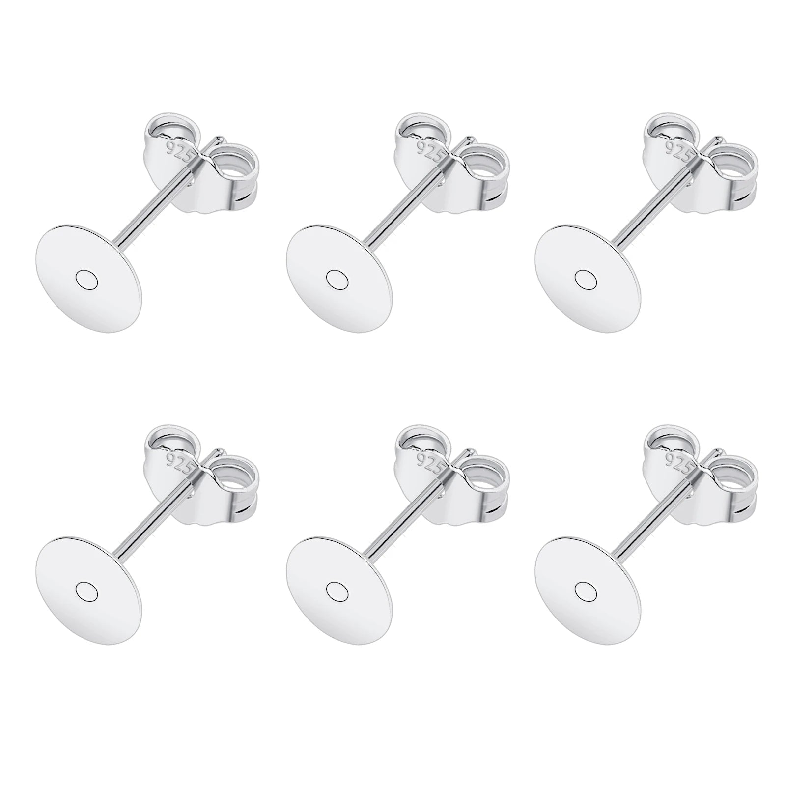 50pcs/Bag 925 Silver Stainless Steel Earring Studs Blank Post Base Pins With Earring Plug