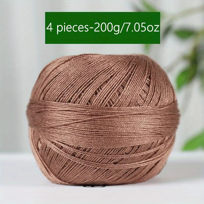 1PC Premium Mercerized Silk Lace Yarn Bundle-Soft, Durable, Vibrant Colors for DIY Knit & Crochet