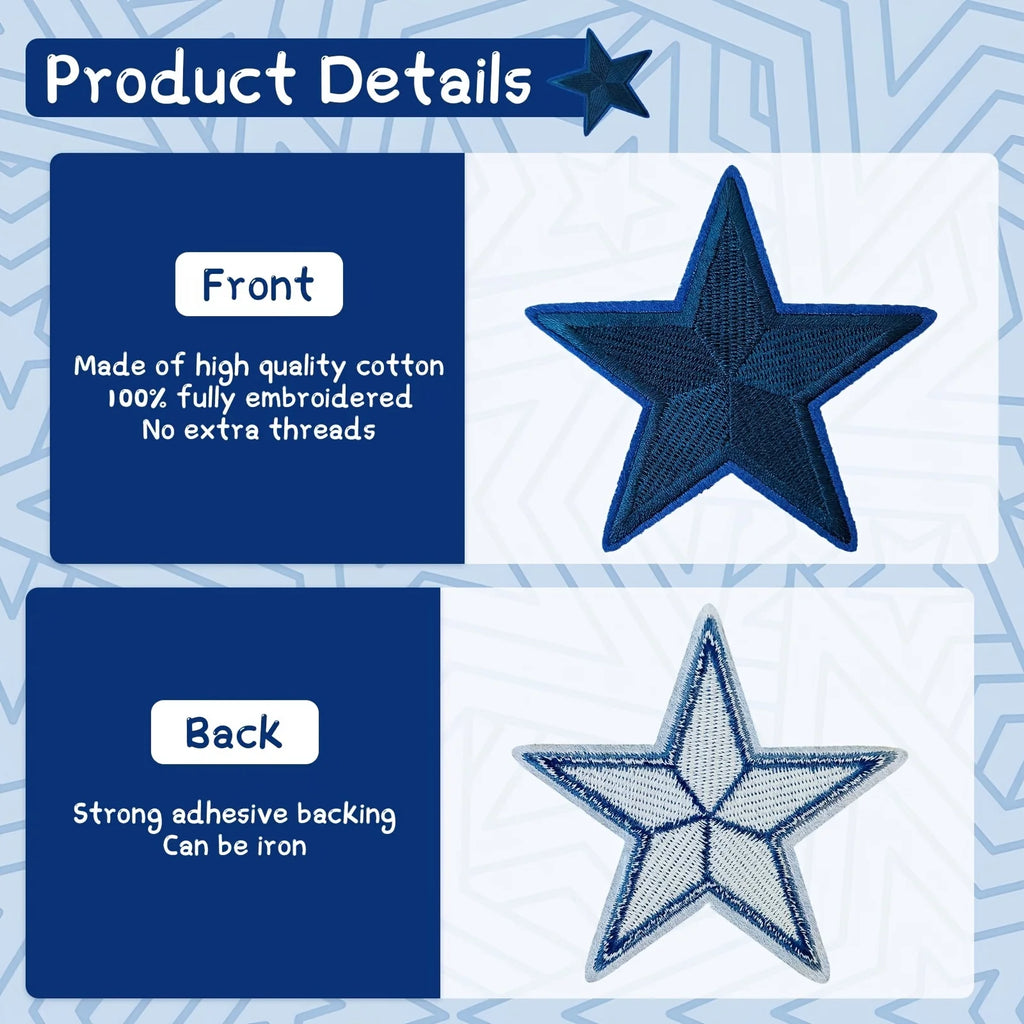 24 pcs Nautical Star Appliqué & Embroidery Patches: