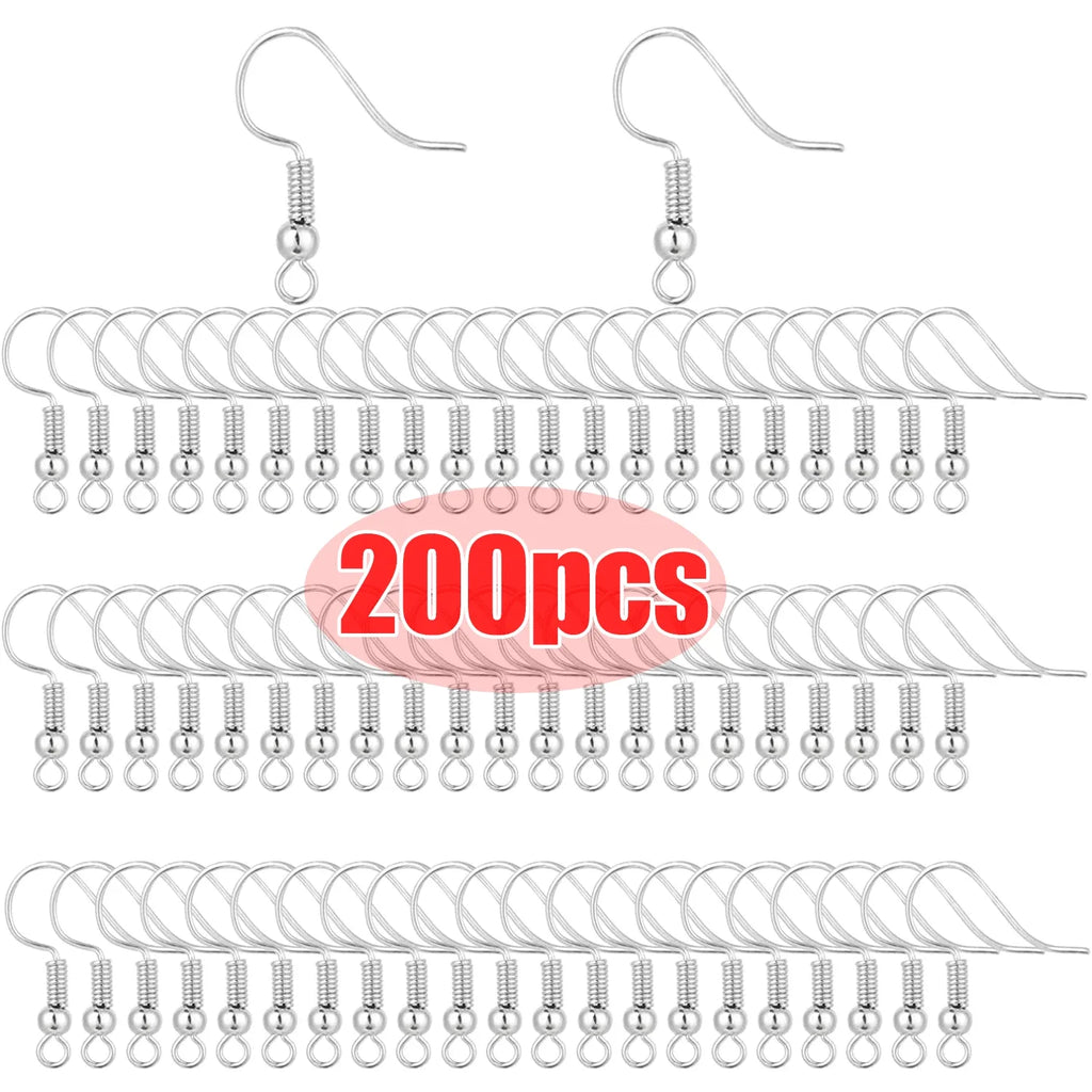 100/200pcs DIY Earring Clasps Hooks Stainless Steel Hypoallergenic for DIY jewlery