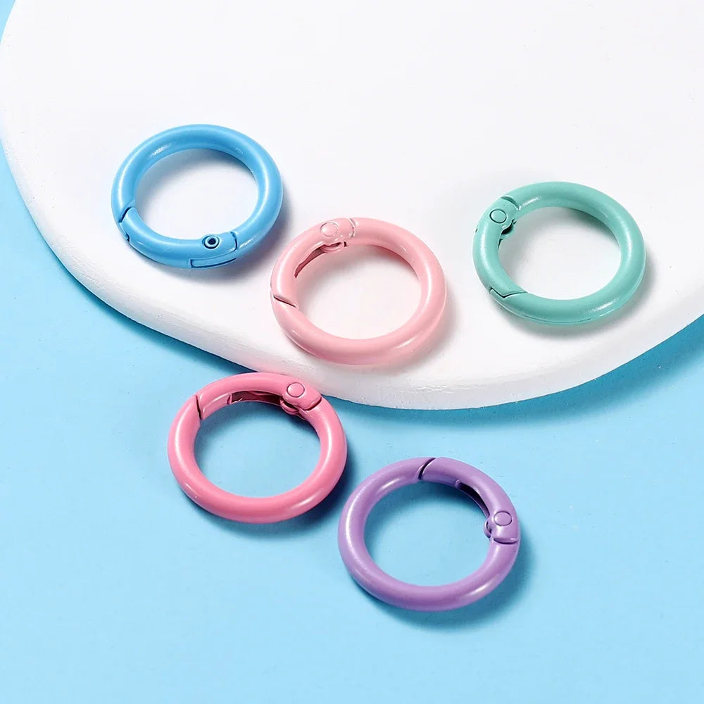 5Pcs/Lot 21 Colors Metal O Ring Spring Clasp Openable Round Carabiner Keychain Clips Hook