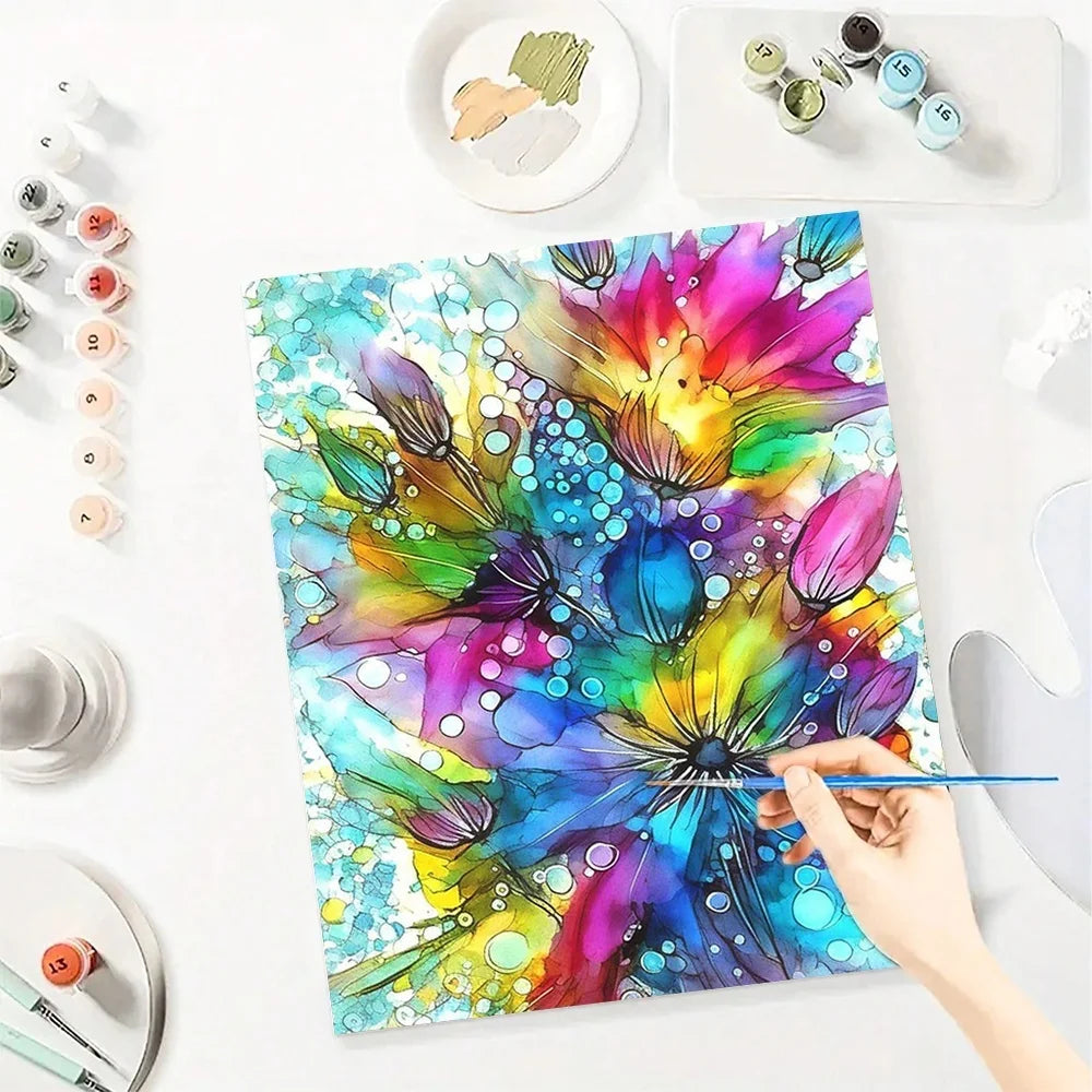 Abstrat Flower Diy Art Paint By Numbers For Adult Floral Craft Kit HandPainted On Canvas Valentines Gift Home Decor