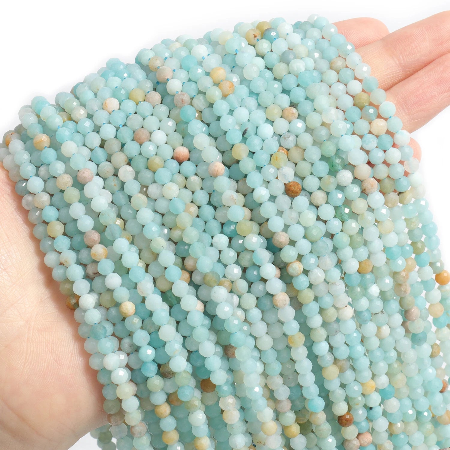 Faceted Natural Stone Beads Faceted Amazonite Aquamarine Opal Labradorite Loose Spacer Bead