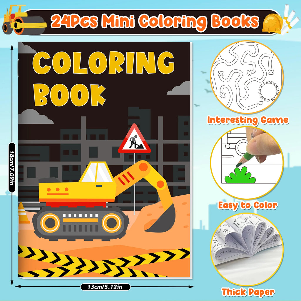 24 Pack Construction Trucks Coloring Book Bulk Construction Birthday Party Favors Small Coloring Book For Kids Including Dump Truck