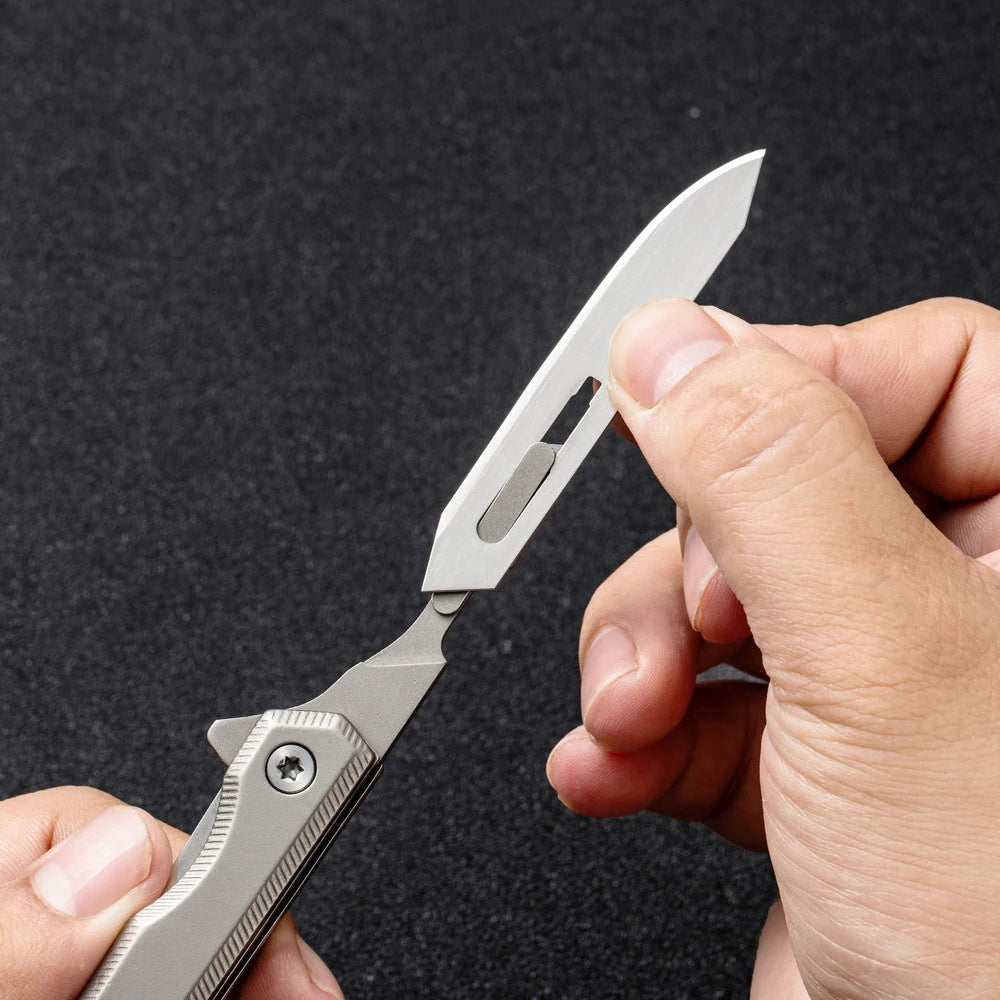 Titanium Folding Pocket Utility Knife with 3 replacement blades