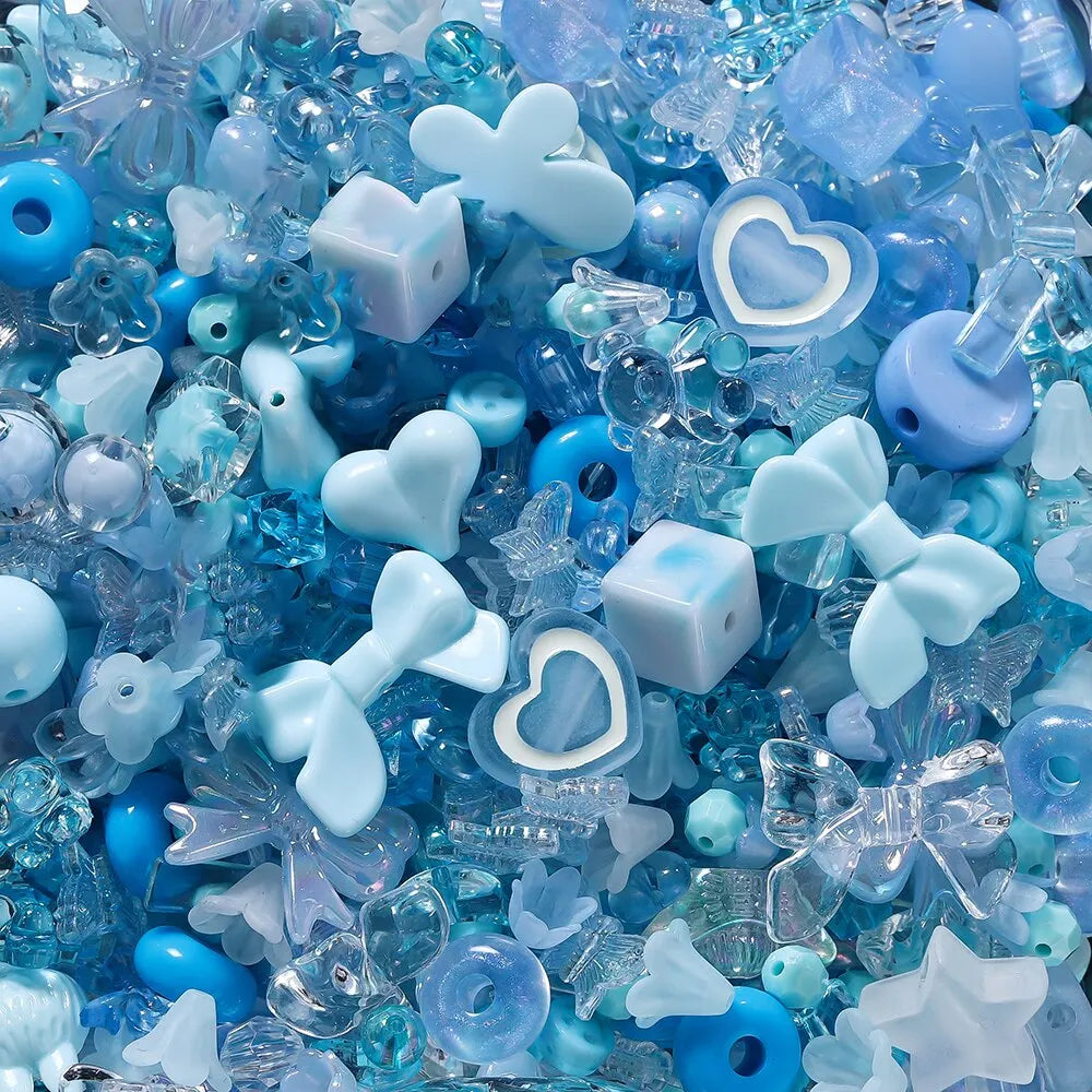 40g/lot Mixed style Flowers Heart Colorful Acrylic Beads