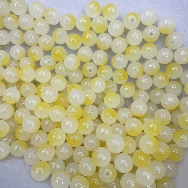 50pcs 8/10mm Dual Color Glass Round Loose Spacer Beads Jewelry Making