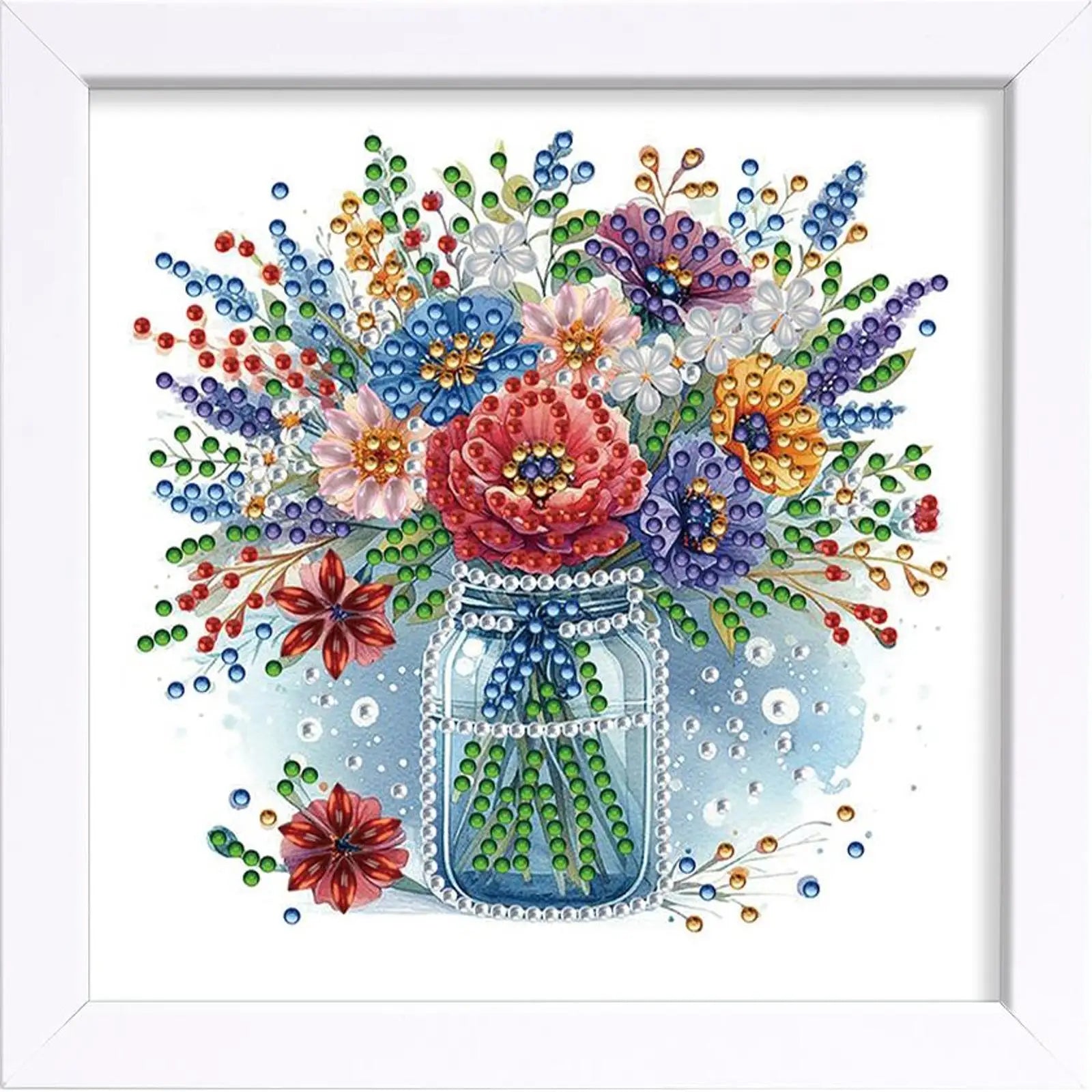 18x18cm Flower 5D DIY Special Shape Crystal Partial Diamond Painting Kit with Frame