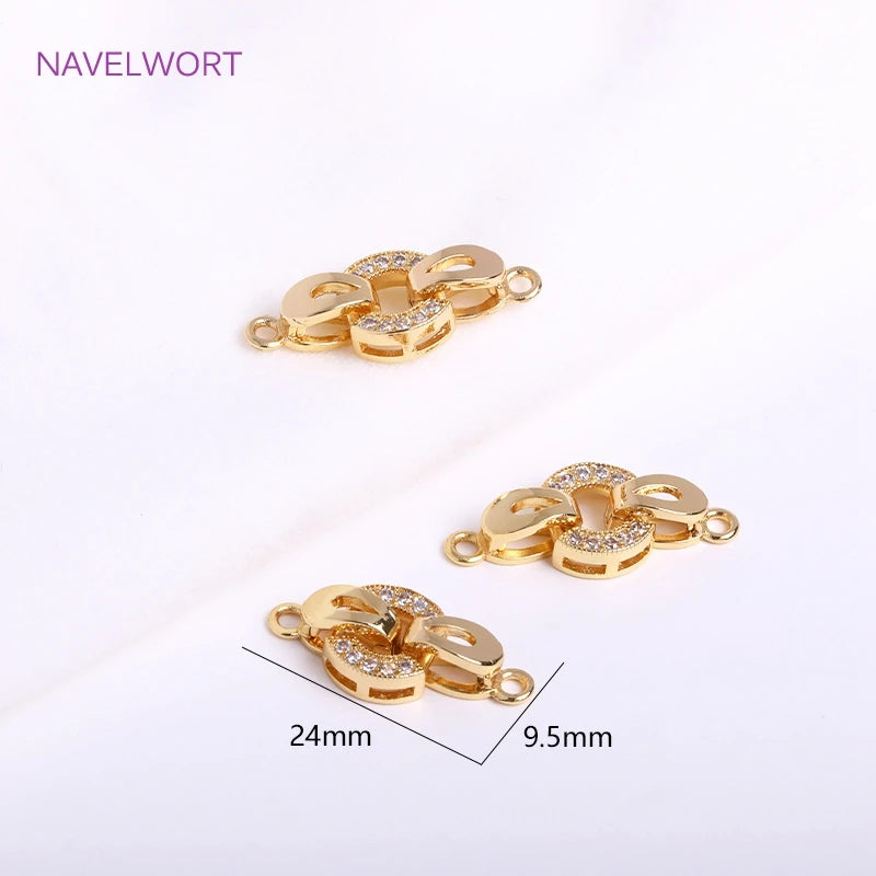 DIY Jewelry Accessories Inlaid Zircon Pearl Clasps Connectors 18K Gold Plated Pearl Clasps Fastener For Necklace Making Findings
