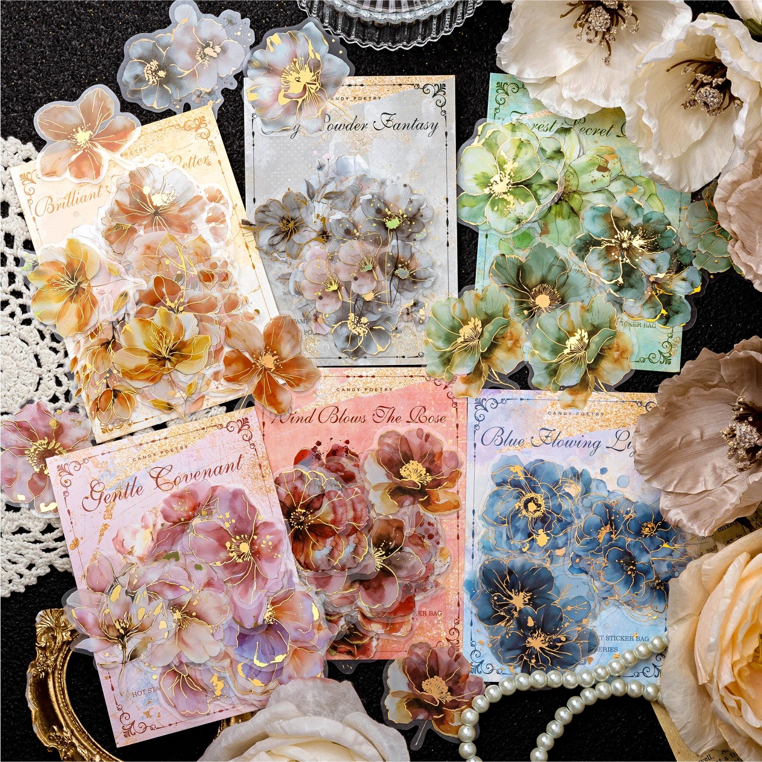 120pcs PET Sticker Pack Flower Poem Series Decoration Stickers DIY Calendar Scrapbook Diary