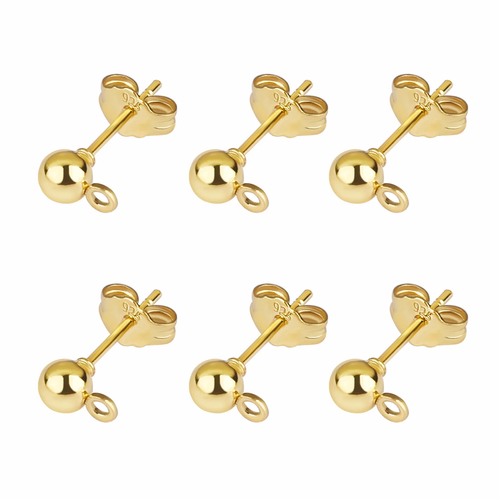 50pcs/Bag 925 Silver Stainless Steel Earring Studs Blank Post Base Pins With Earring Plug