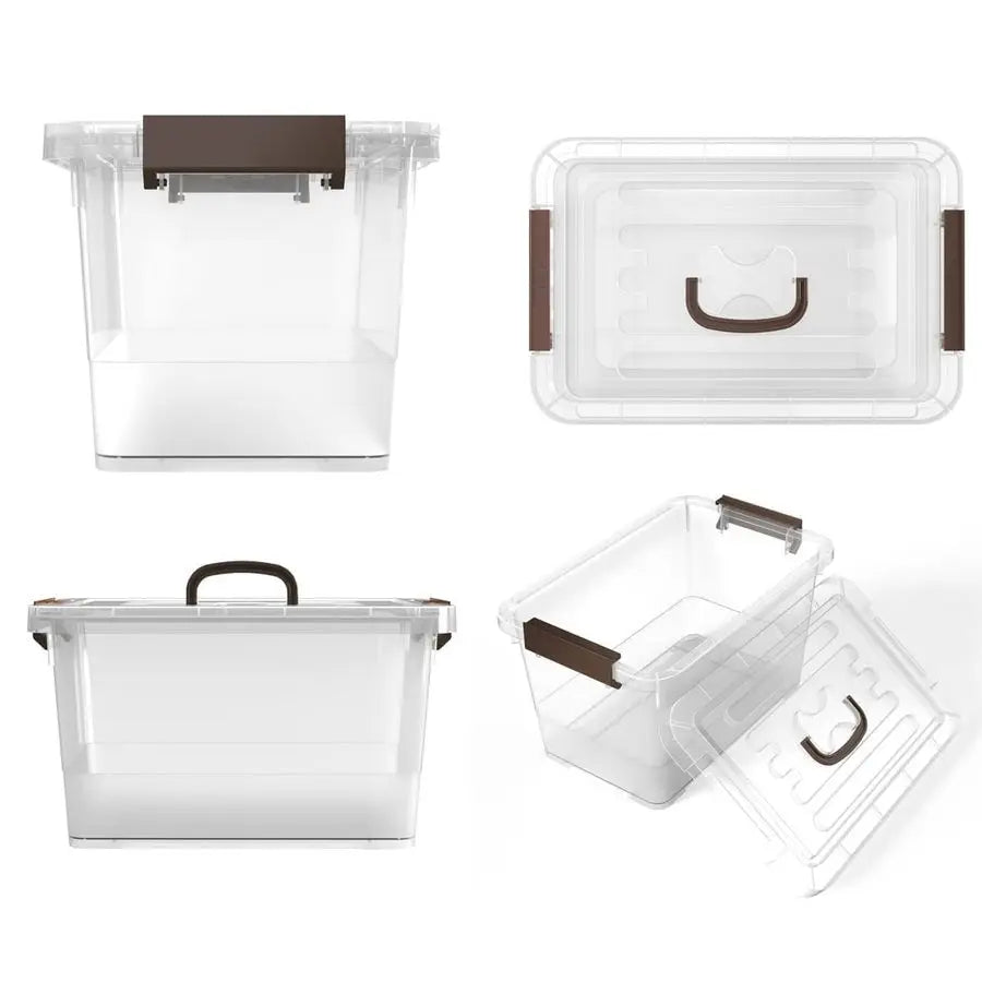 6Pack Clear 7 Quart Storage Latch Box Bins, Plastic Stackable with and Lid, MultiPurpose