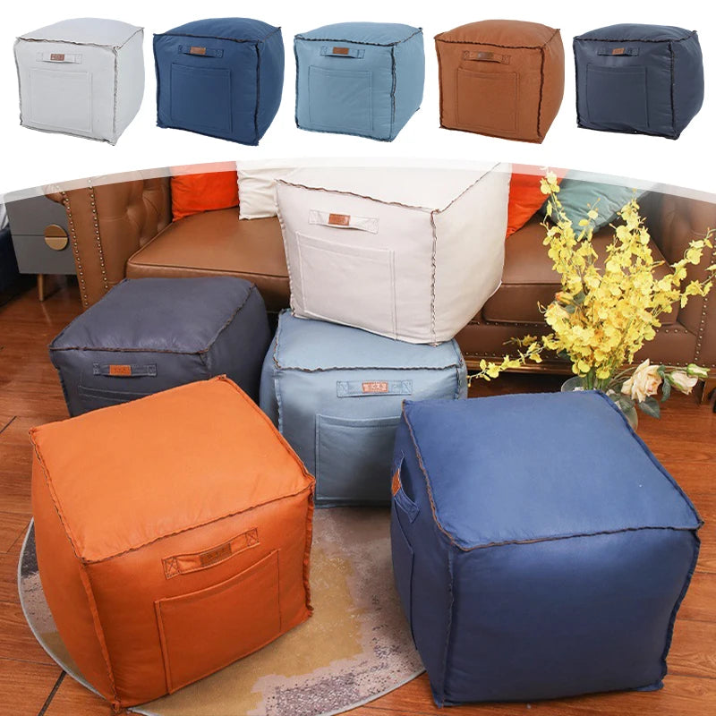 Unstuffed Pouf Cover No Filling Bohemian Lazy Floor Futon Under Desk Bedroom Decor