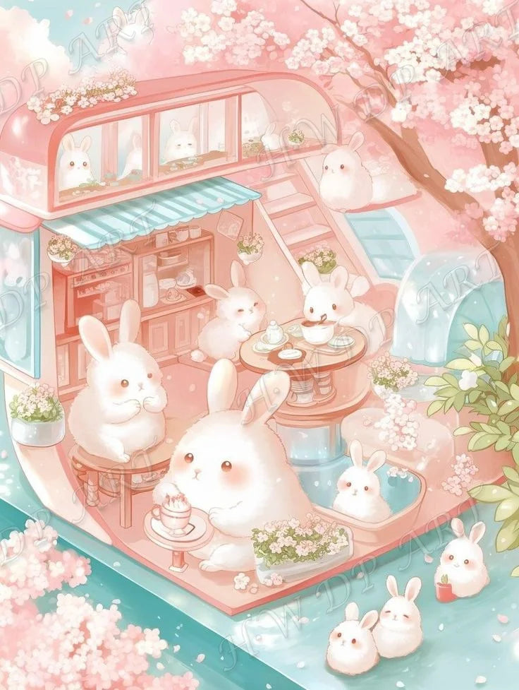 100% Fairy Dust Diamond Painting Rabbit Square Diamond Embroidery, cross stitch Diamond Art