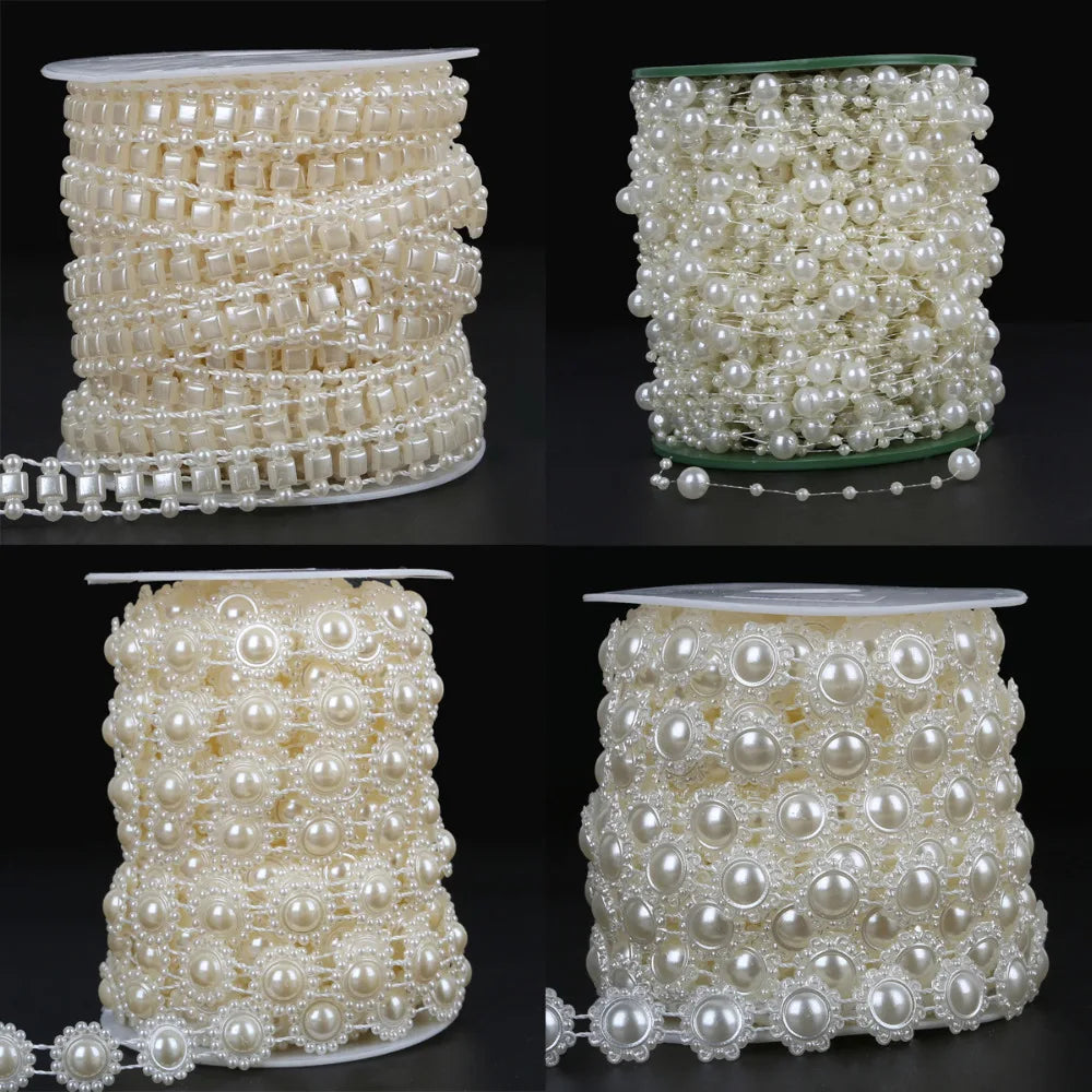 ABS Imitation Ivory Pearl Bead Chain Line Cord Thread Trim for DIY Wedding Party Decoration & Jewelry Findings Craft Accessories