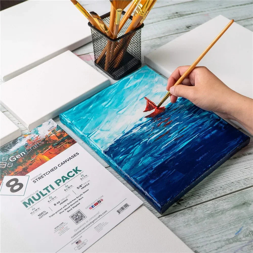 4pcs/pack Professional Stretched Canvas Primed White