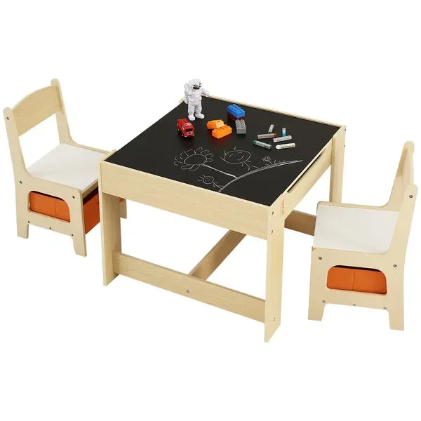 Wooden Kids Table & Chair Set, with Storage, Activity Table
