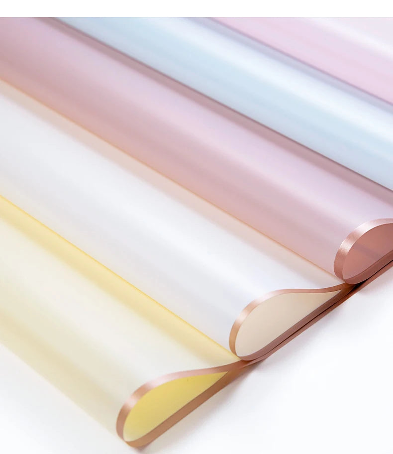 10 Sheets Flower Wrapping Paper with Golden Edges, Waterproof.