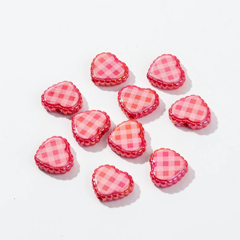 10pcs Love Heart Spacer Loose Beads Charms for DIY Bracelet Necklace Earring Jewelry Accessories