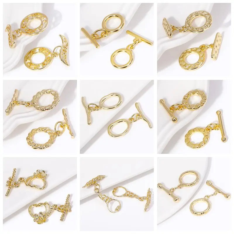 DIY Jewelry Accessories Inlaid Zircon Pearl Clasps Connectors 18K Gold Plated Pearl Clasps Fastener For Necklace Making Findings