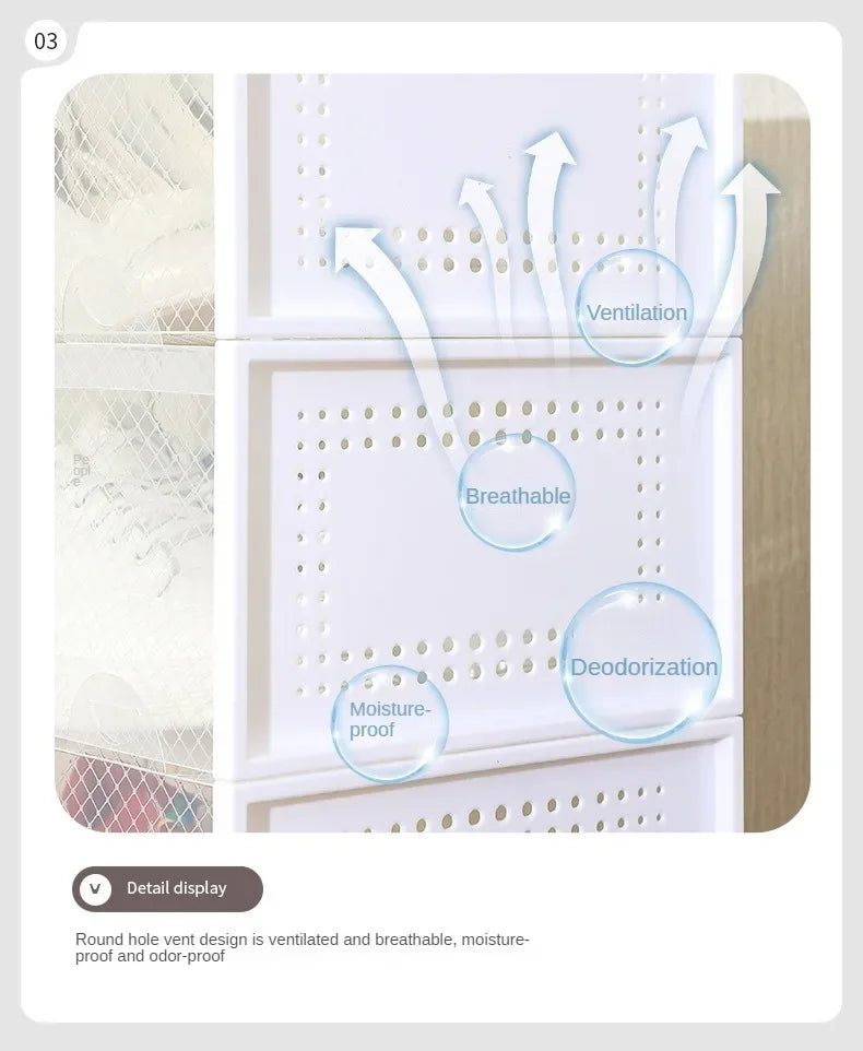 Foldable Clear Plastic Storage Box with Flip Cover Drawer Thick Space Saving Organizer Rack for Shoes Closet Cabinet Bedroom