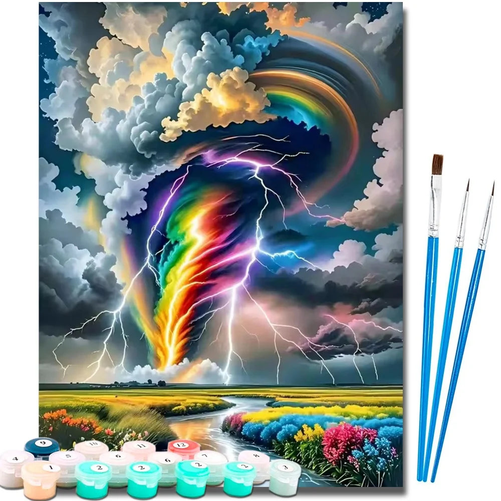 Colorful Tornado Diy Art Paint By Numbers For Adult Landscape
