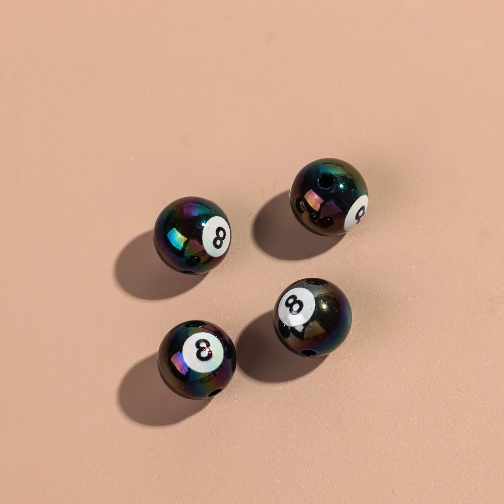 20pcs Iridescent Acrylic 16mm Round Digital Billiards Loose Bead for DIY Bracelet Necklace Keychain Jewelry Making Accessories
