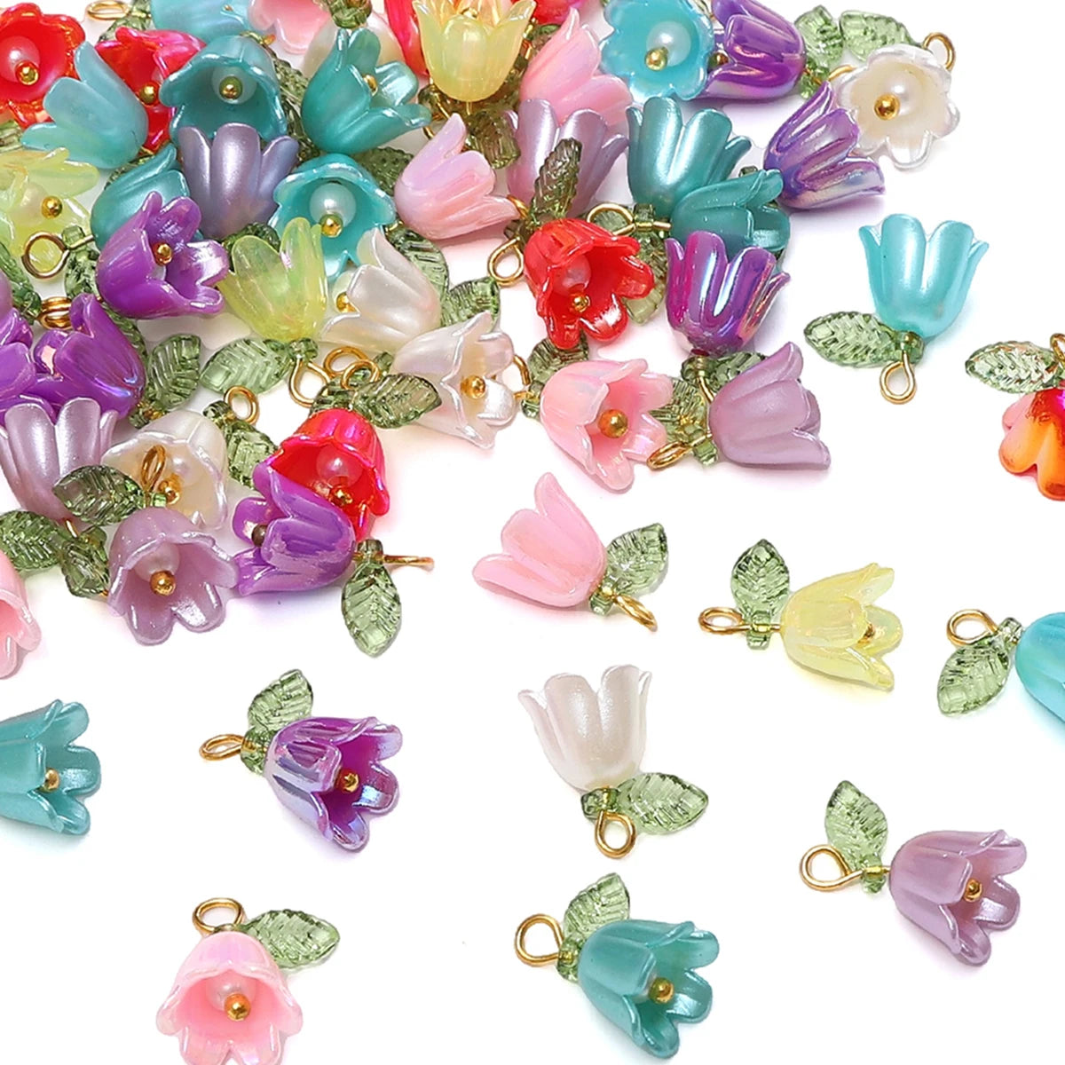 11x14mm 2-10Pcs lily of the valley flower bud beads plated with colored loose beads