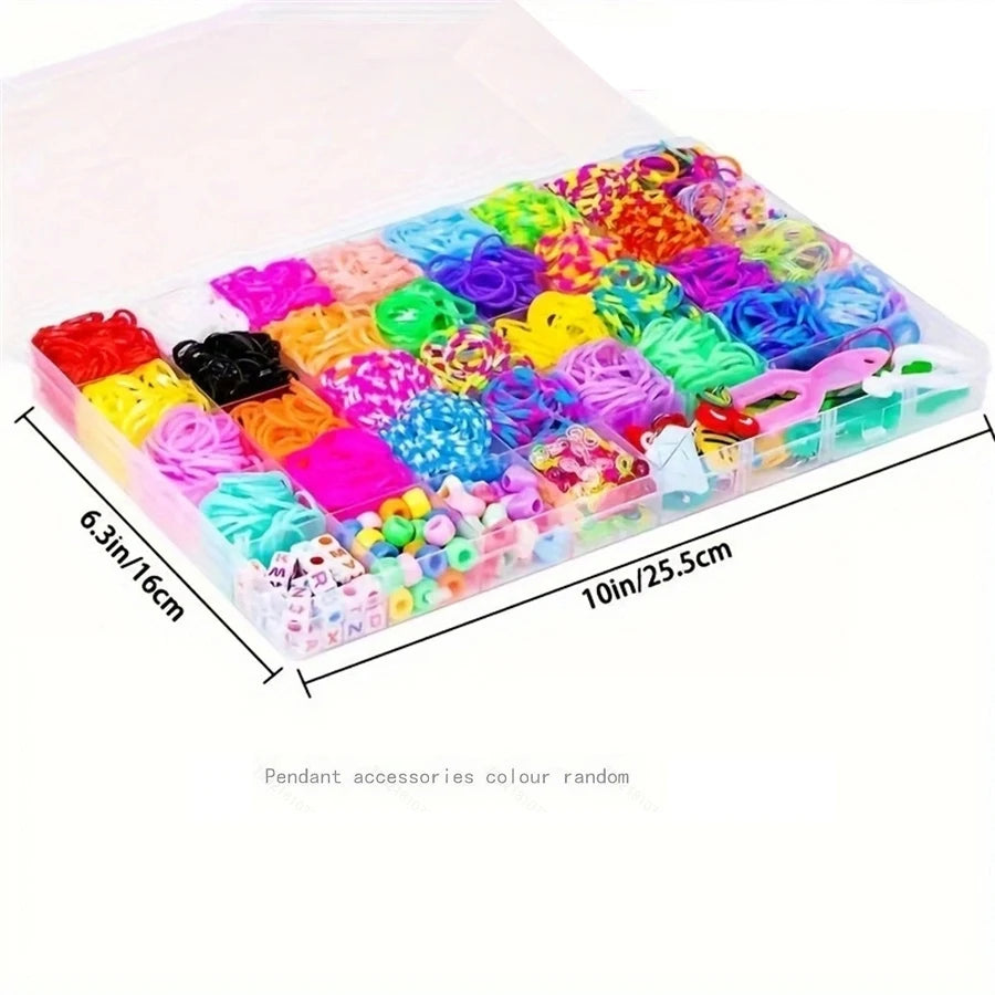40 Grids 2800PCS+ 32 Color Rubber Band Bracelet Kit Diy Colorful Bracelet Necklaces