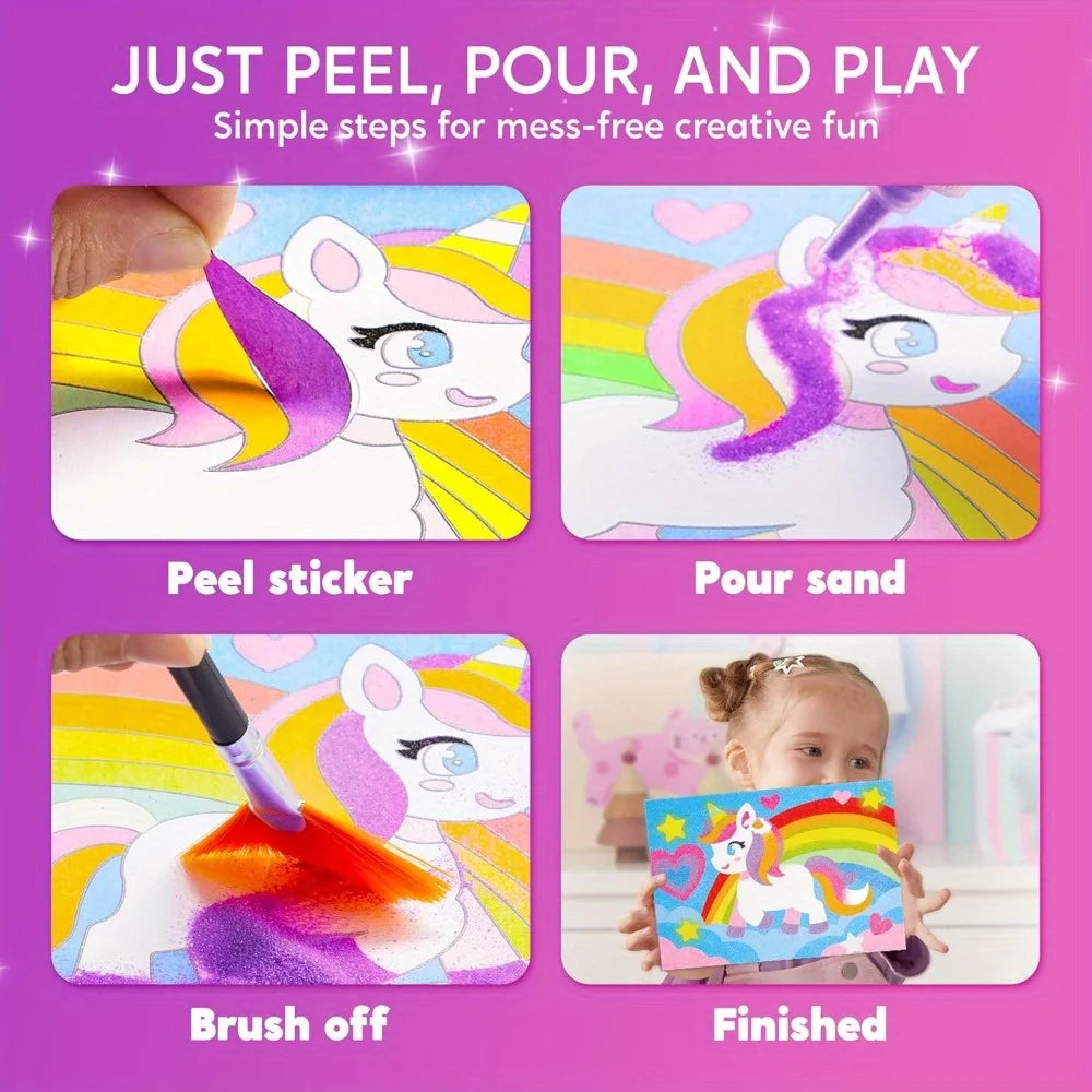 Kid Glow Sand Art Kits Glow in The Dark Sand Painting with 14 Colors