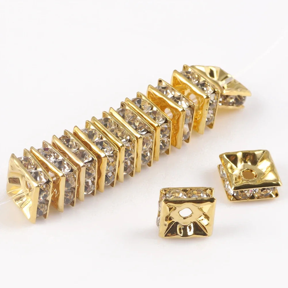 50pc/Lot 6mm 8mm 10mm AB Color  Rhinestone Ball Shape Loose Beads Metal Crystal Beads