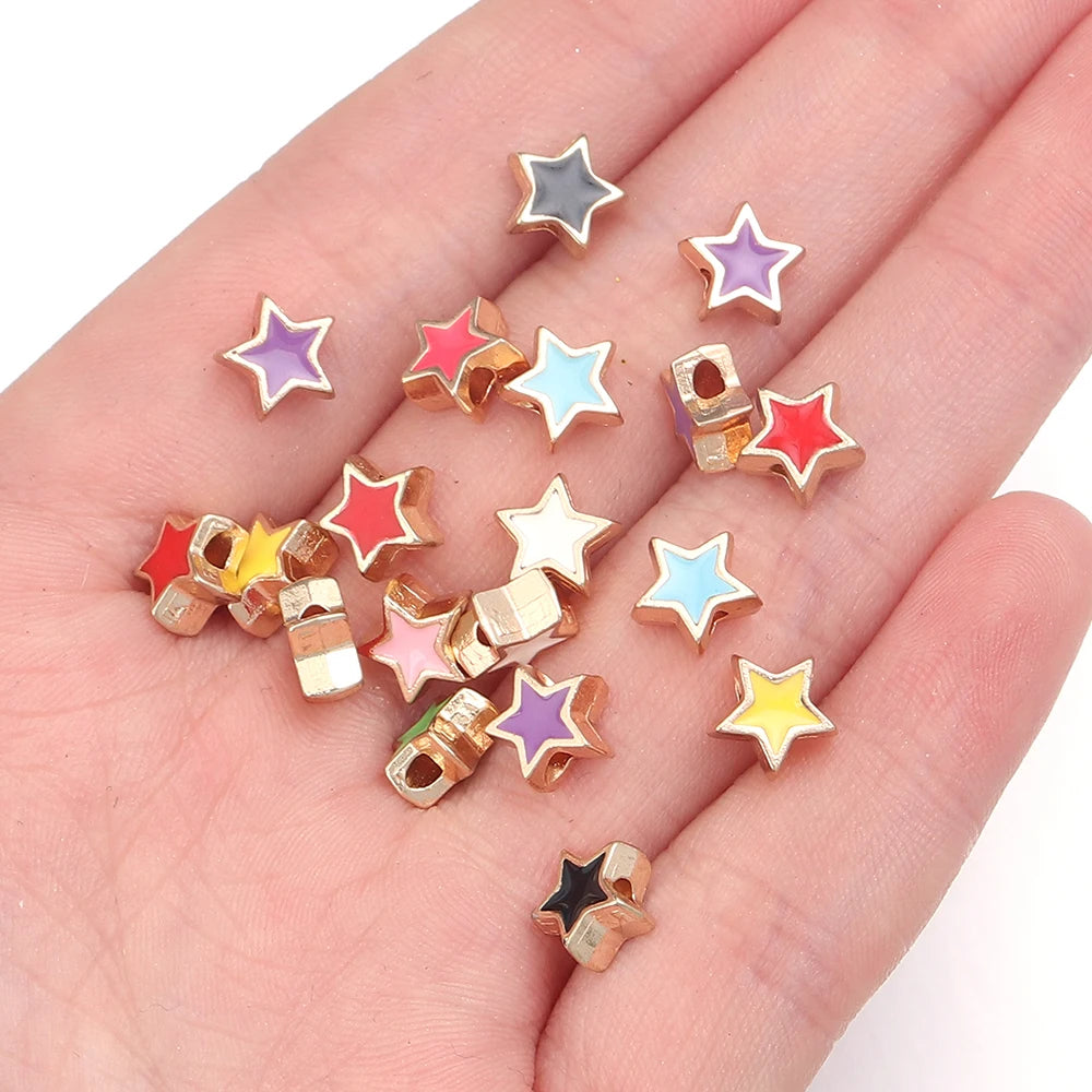 10pcs/Lot 8mm Alloy Double Sided Love Heart Enamel Beads for Jewelry Making Charms Loose Spacer Beads DIY Bracelet Necklace